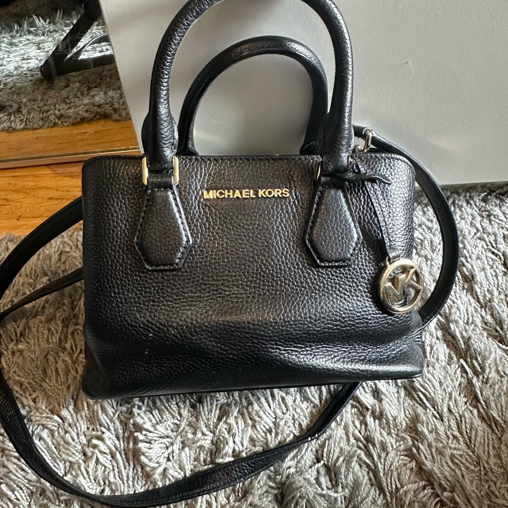 Michael Kors Black Satchel with Gold Hardware